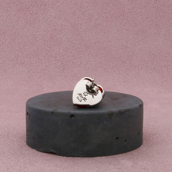 alan k sterling silver red millefiori murano glass heart stud earrings - Picture 3 of 3